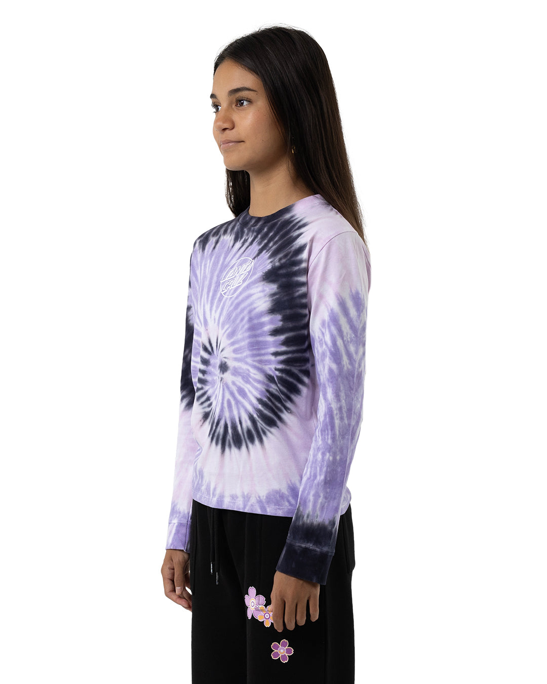 Santa Cruz Opus Dot Centre Long Sleeve Tee Pink Tie Dye