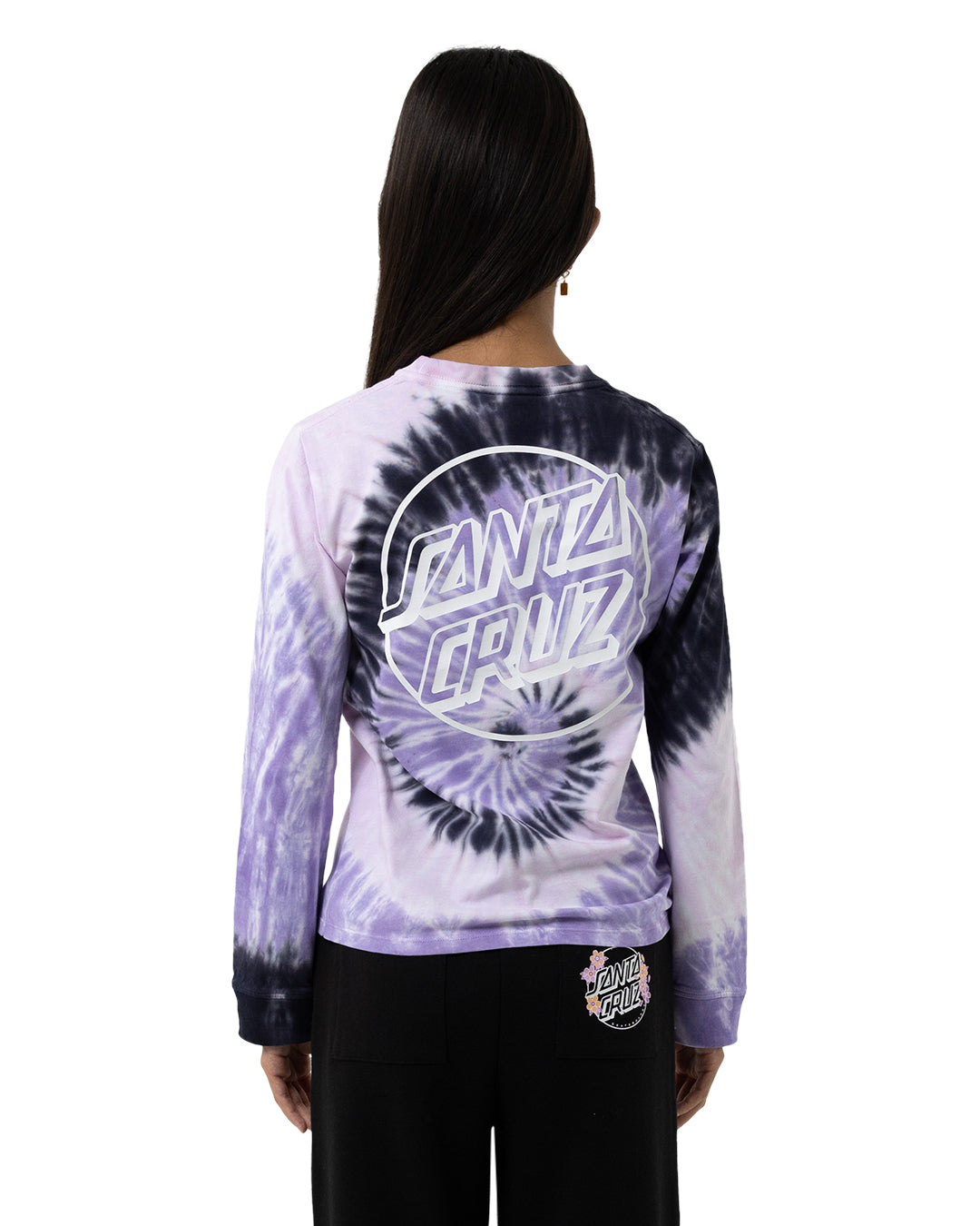 Santa Cruz Opus Dot Centre Long Sleeve Tee Pink Tie Dye