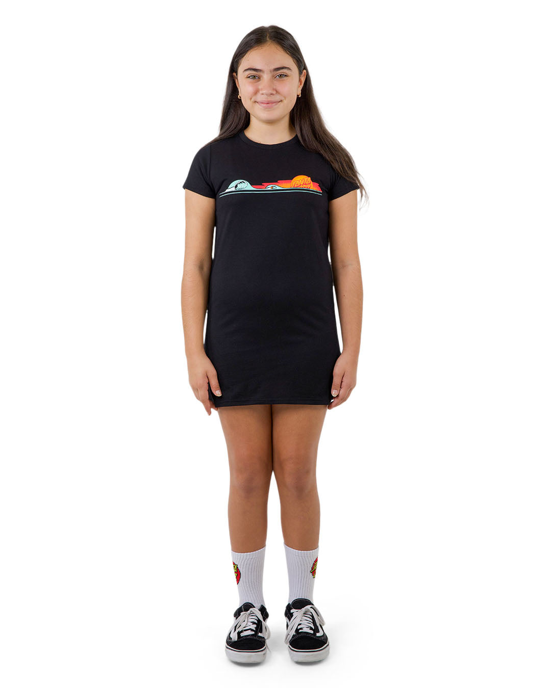 Santa Cruz Sunrise Dot Tee Dress Black