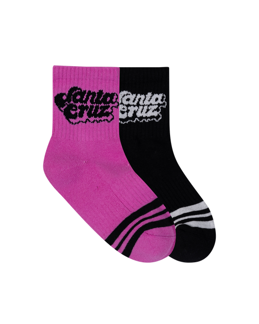 Santa Cruz Groovy Stack Mid Sock 2 Pack Black | Pink