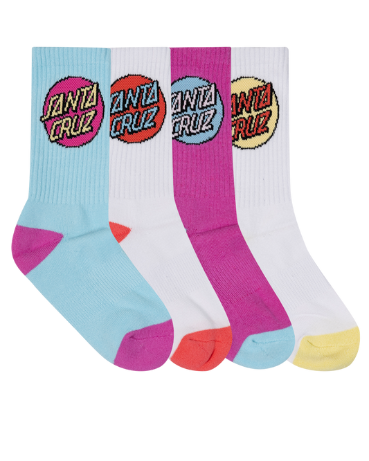Santa Cruz Other Dot Crew Sock 4 Pack Aqua | Pink | White