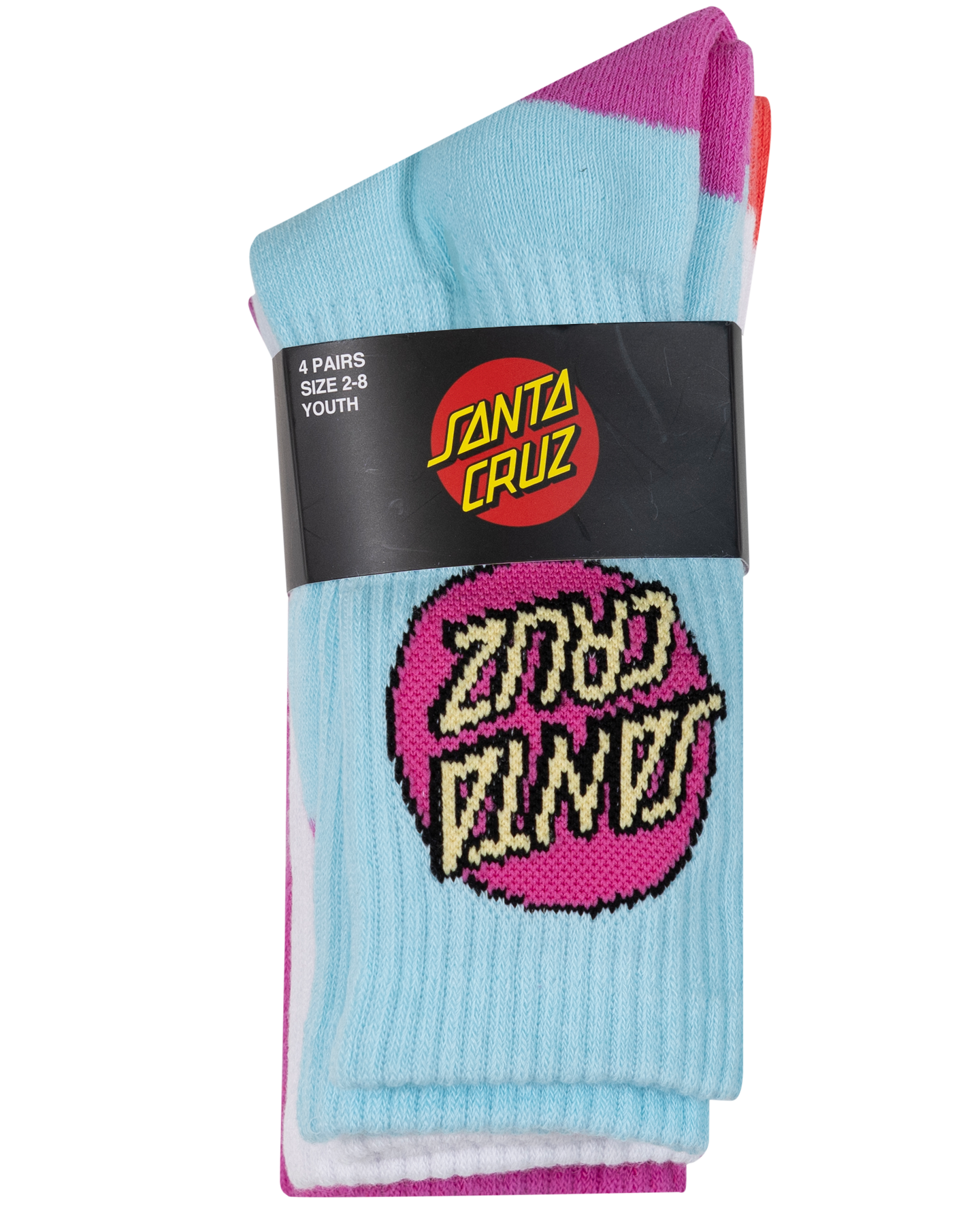 Santa Cruz Other Dot Crew Sock 4 Pack Aqua | Pink | White