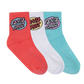 Santa Cruz Oval Dot Mid Sock 3 Pack Rose | White | Ocean