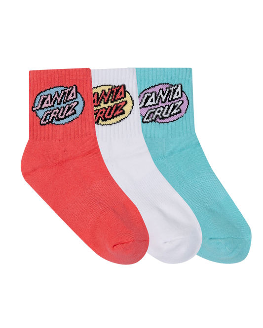 Santa Cruz Oval Dot Mid Sock 3 Pack Rose | White | Ocean