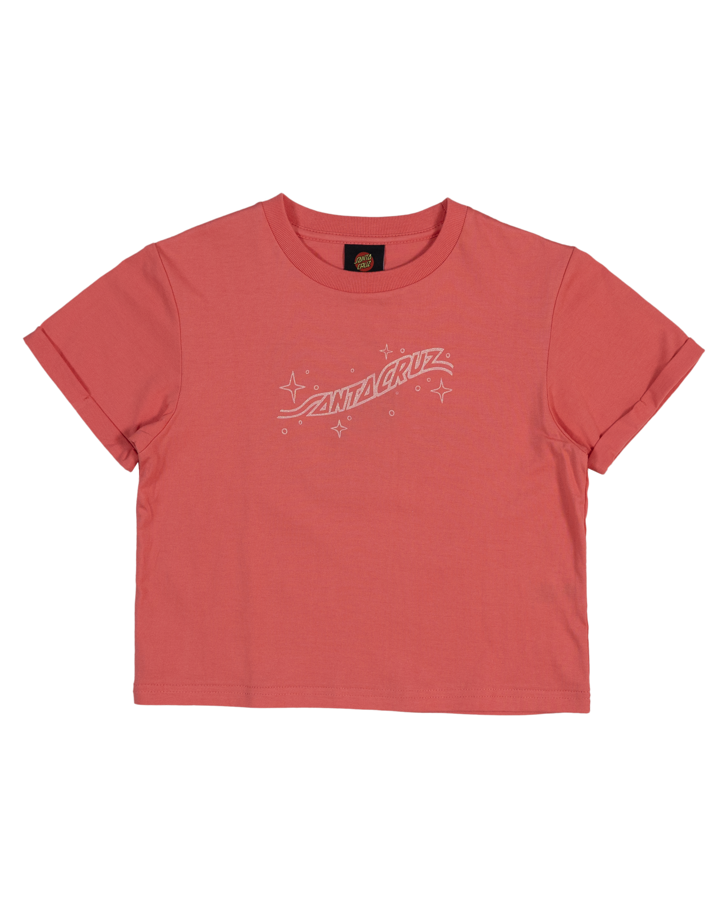 Santa Cruz Winged Moon Strip Centre Short Sleeve Crop Tee Rose