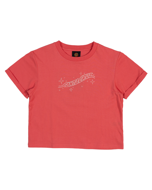Santa Cruz Winged Moon Strip Centre Short Sleeve Crop Tee Rose