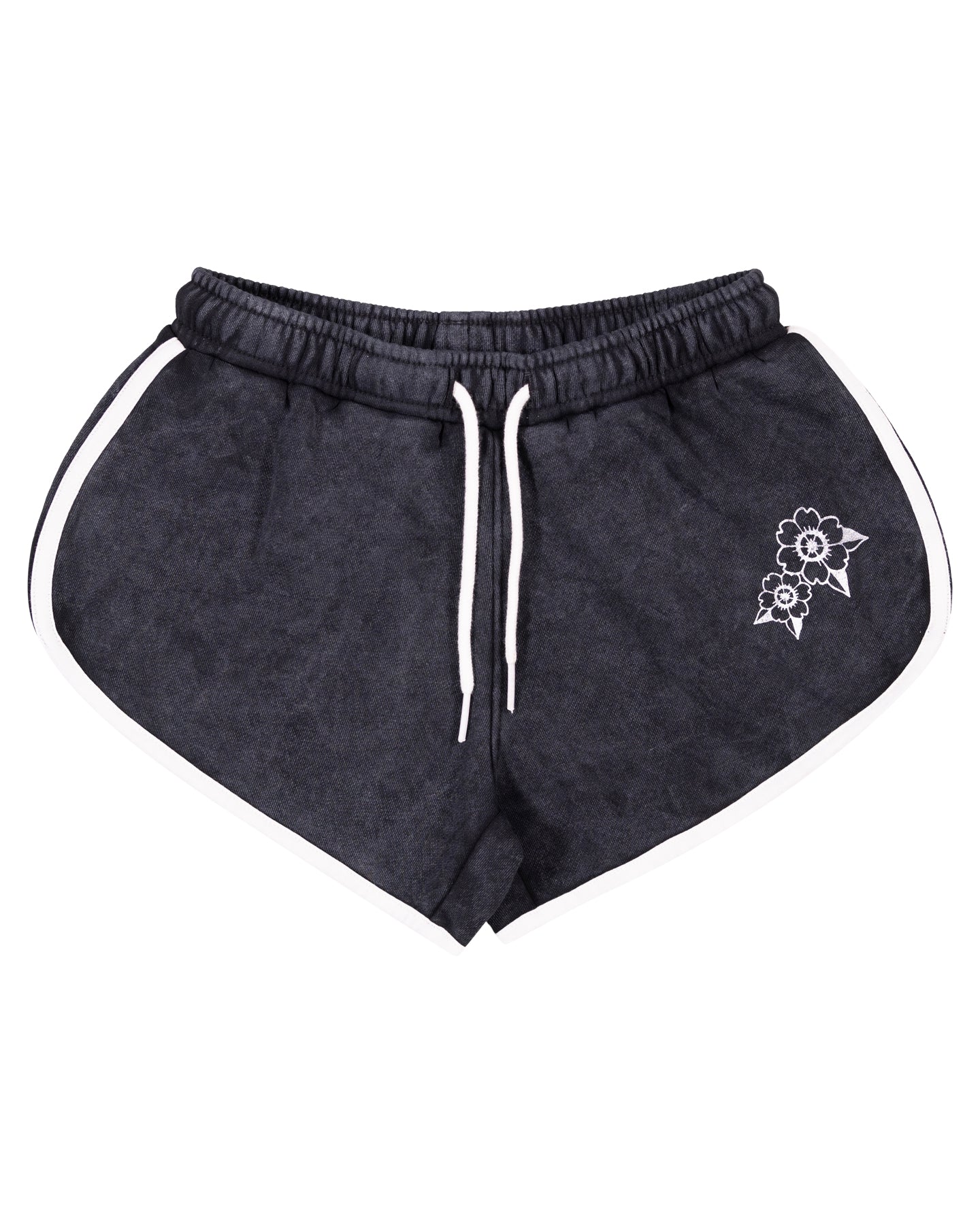 Santa Cruz Strange Hibiscus Retro Track Shorts Washed Black