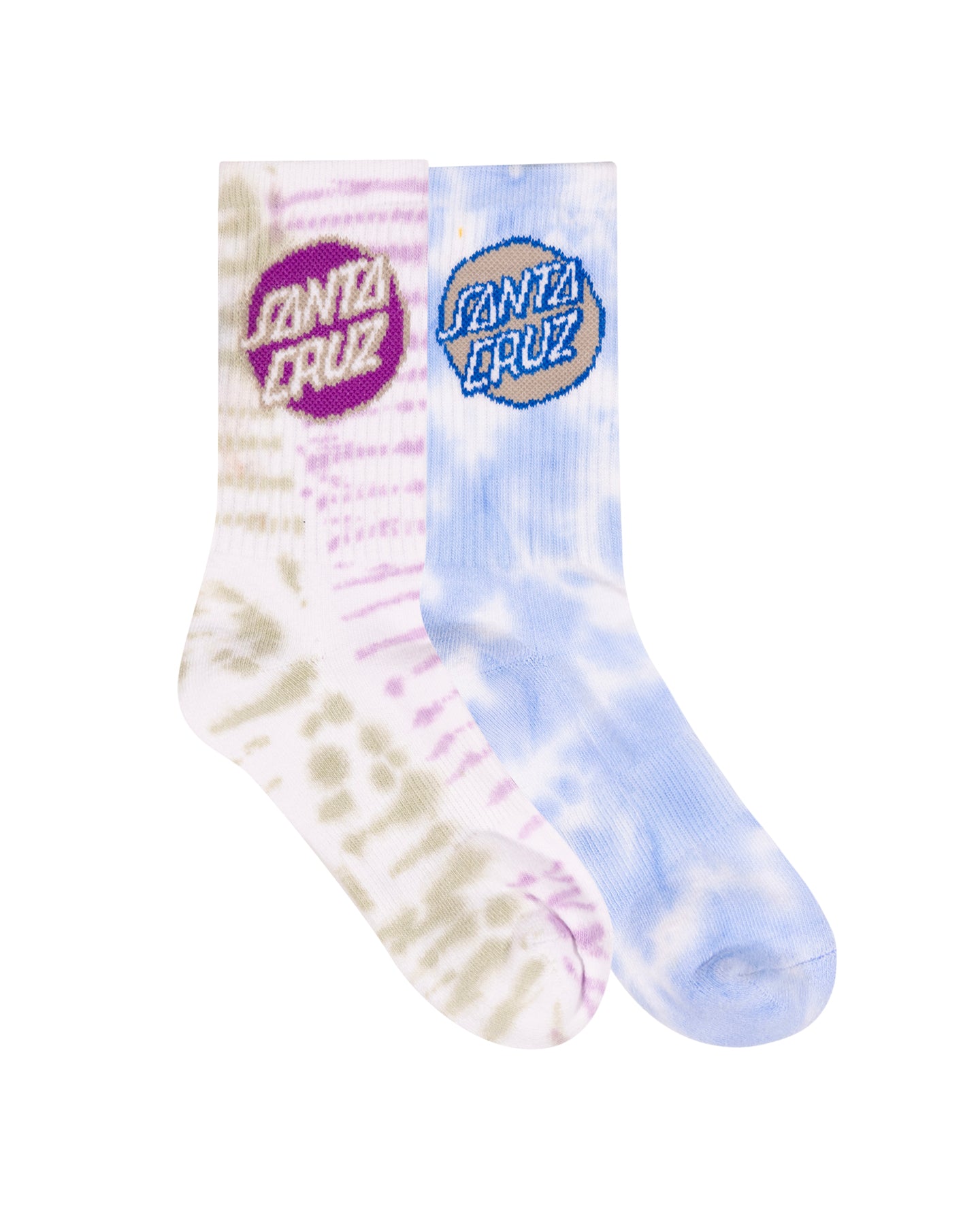 Santa Cruz Other Dot Redux Crew Sock 2 Pack Olive | Blue Tie Dye