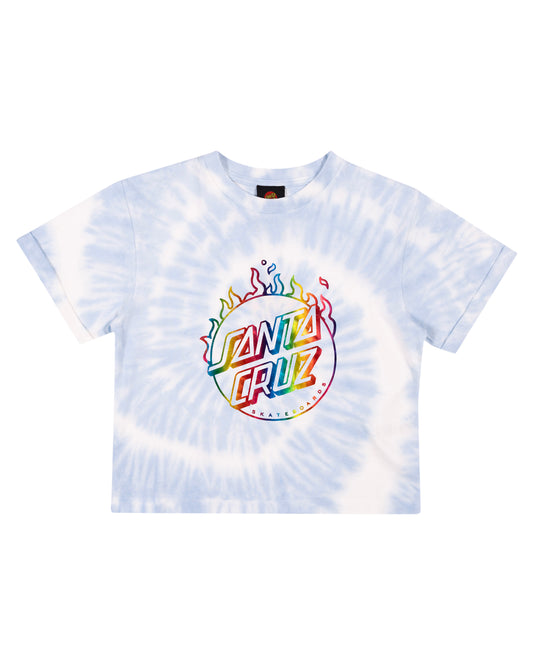 Santa Cruz Minimal Burnt Opus Rainbow Front Cropped Tee Blue Aura Tie Dye
