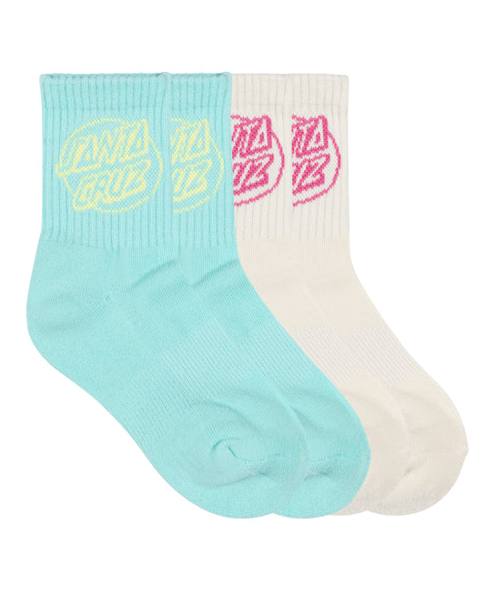 Santa Cruz Oval Dot Mid Sock 4 Pack Aqua | Cream