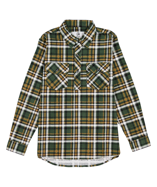 Swanndri Kid's Egmont Shirt Half Placket Olivegrove