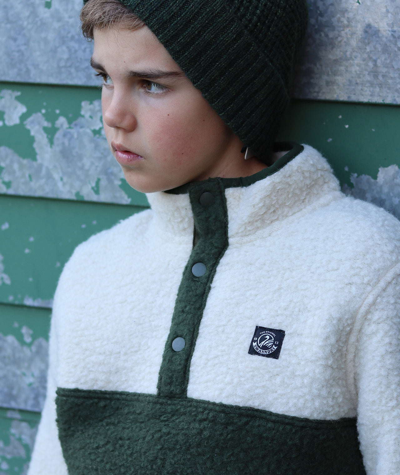 Swanndri Wool Sherpa Pullover Sandshell Hunter Green