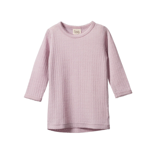 Nature Baby Merino Essential Long Sleeve Cloud Tee Pointelle Lilac