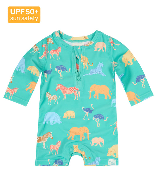 Toshi Baby Swim Long Sleeve Onesie Splash Congo Seagrass