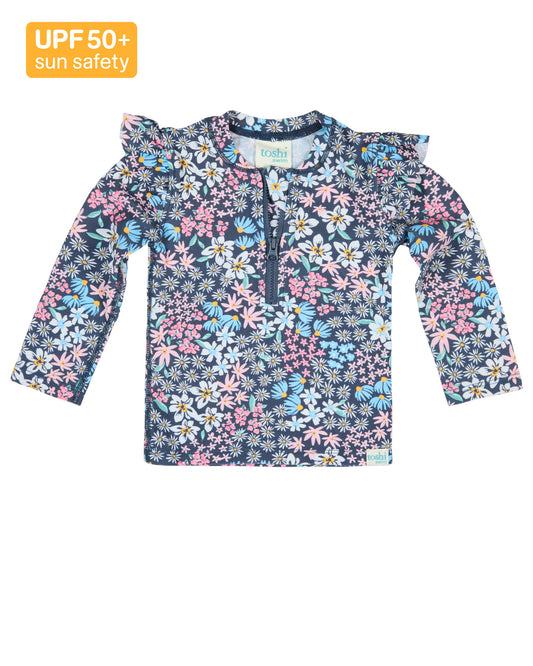 Toshi Baby Swim Long Sleeve Rashie Ripple Wattle Dusk