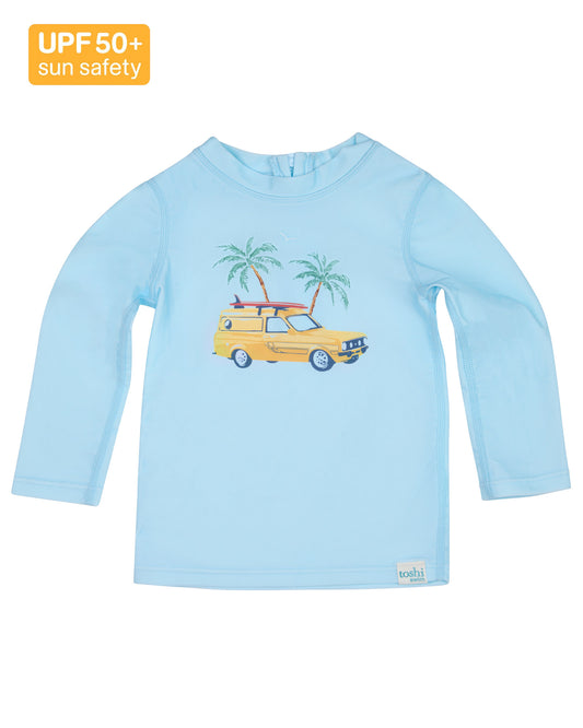 Toshi Boys Swim Long Sleeve Rashie Splash Swell Seekers Sky