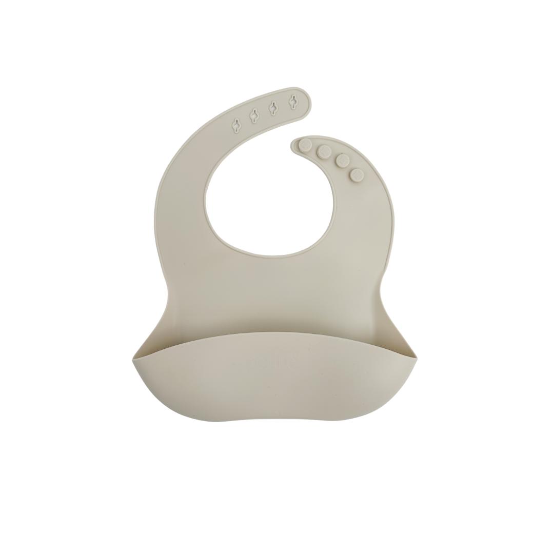 Petite Eats Silicone Baby Bib Large Sand