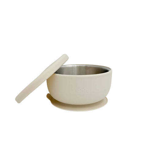 Petite Eats Stainless Steel Bowl with Lid Sand