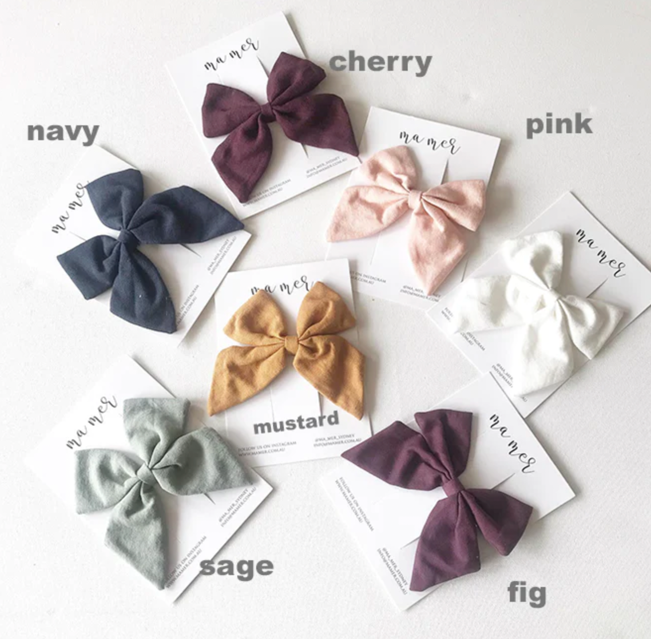 maMer Dalia Linen Hair Clip Bow Dusty Fig