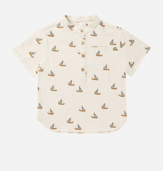 Rylee & Cru Short Sleeve Mason Shirt Sailboats