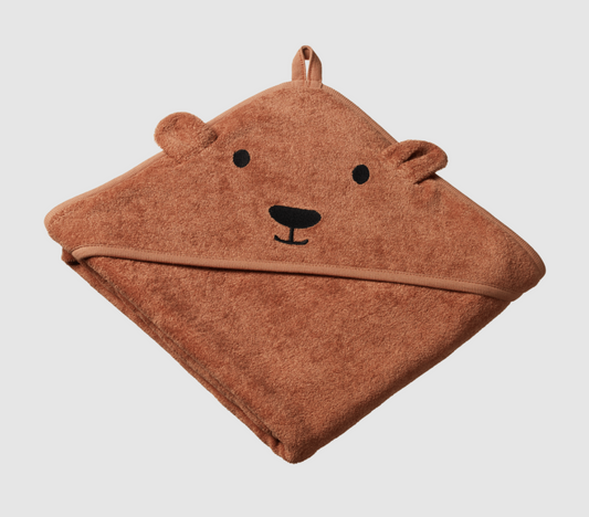 Nature Baby Organic Cotton Bear Hooded Towel Hazelnut