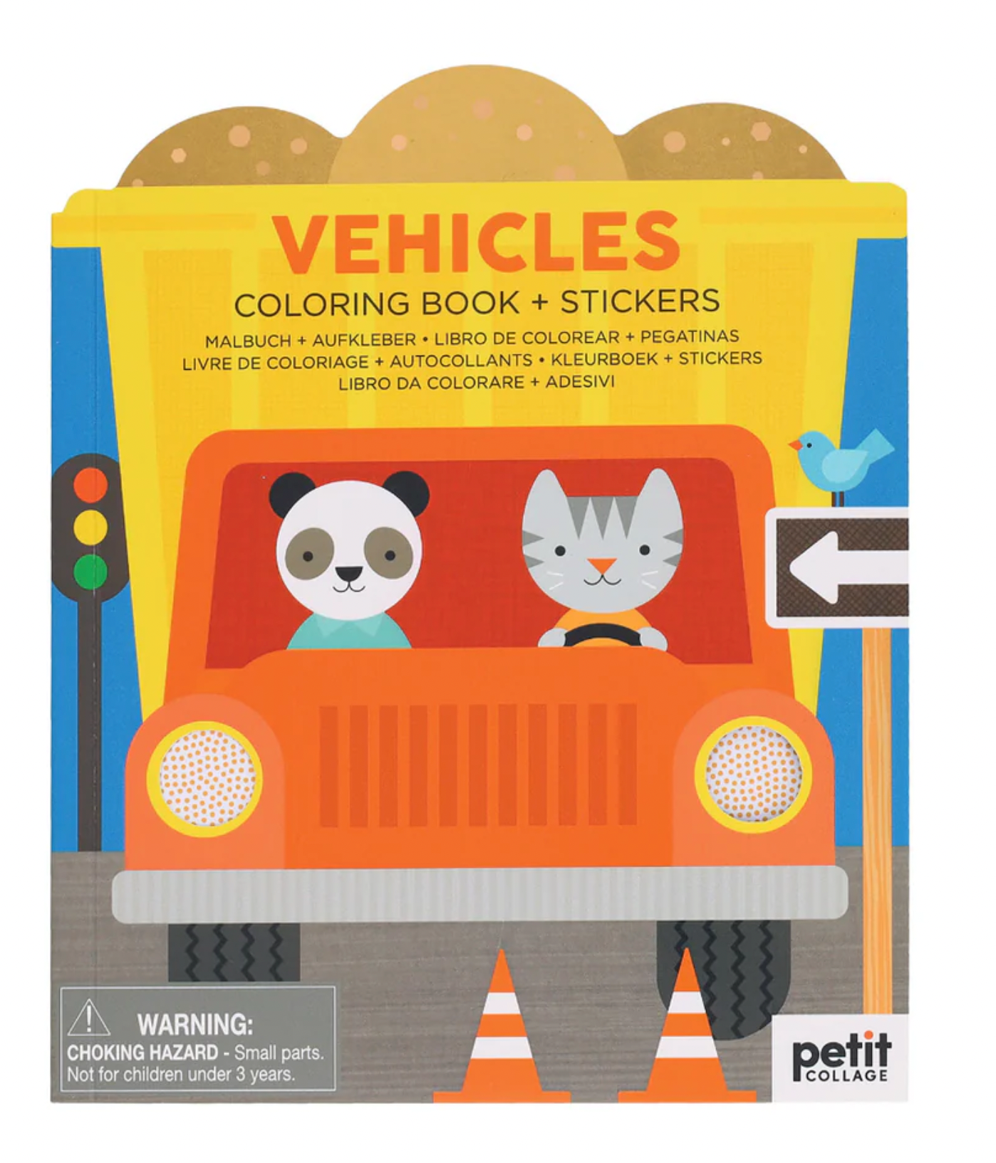 Le Petite Collage Colouring Book with Stickers Vehicles