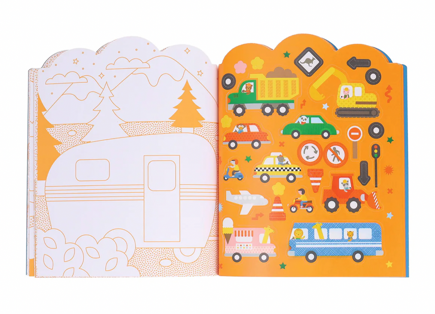 Le Petite Collage Colouring Book with Stickers Vehicles