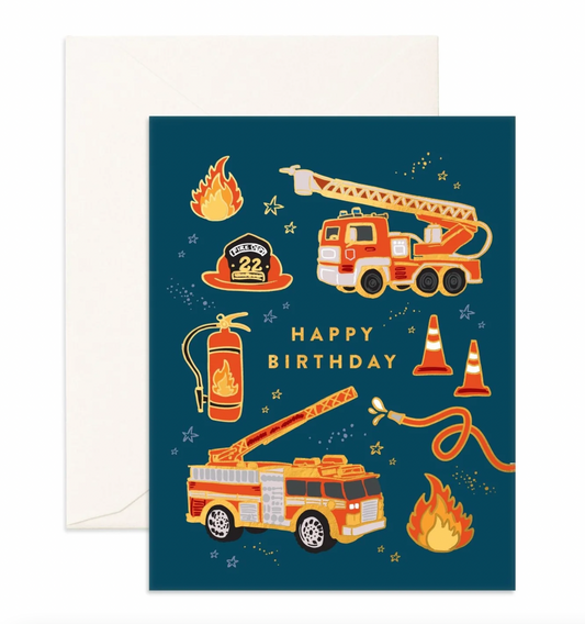 Birthday Fire Trucks Greeting Card