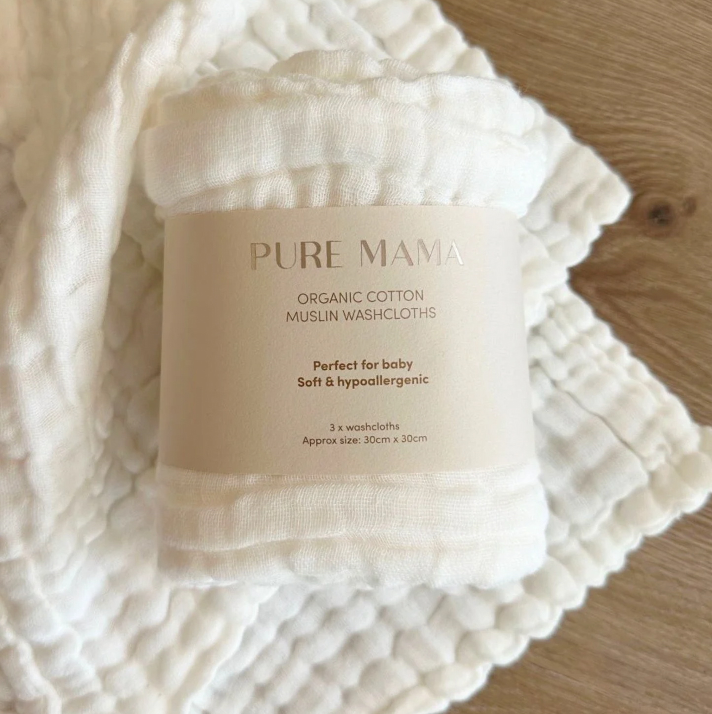 Pure Mama Organic Muslin Wash Cloths 3pk