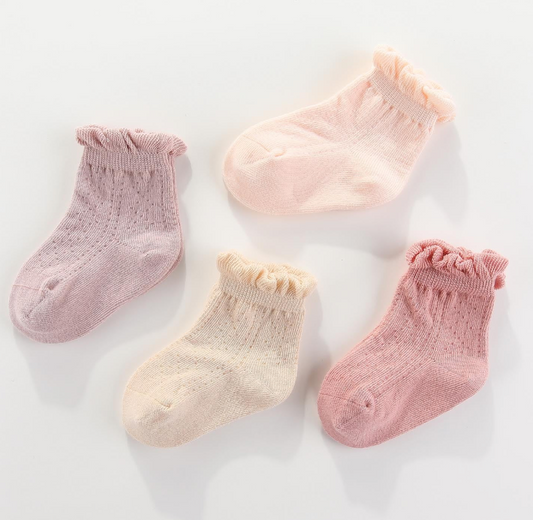 maMer Frilly Crew Socks 2 packs - Mist & White