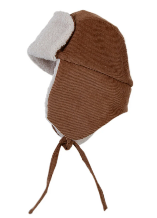 Acorn Aviator Cord Beanie Chestnut