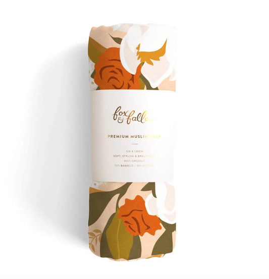 Fox & Fallow Magnolias Organic Muslin Wrap