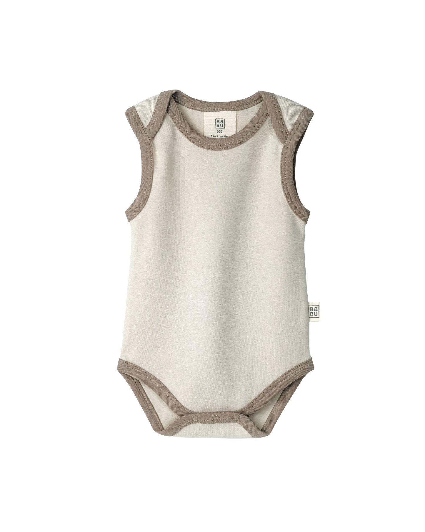 Babu Organic Cotton Singlet Bodysuit Oat Contrast