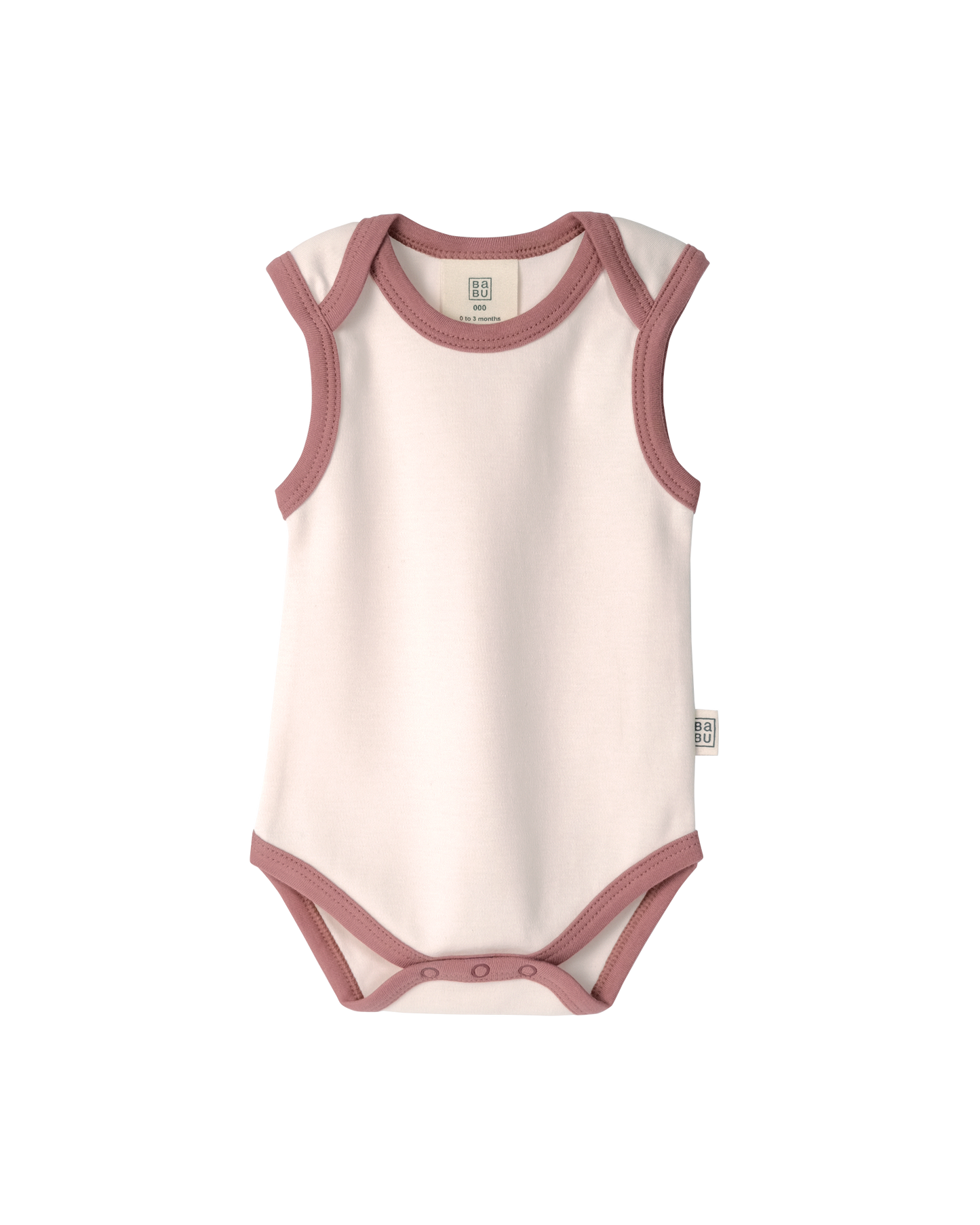 Babu Organic Cotton Singlet Bodysuit Petal Contrast