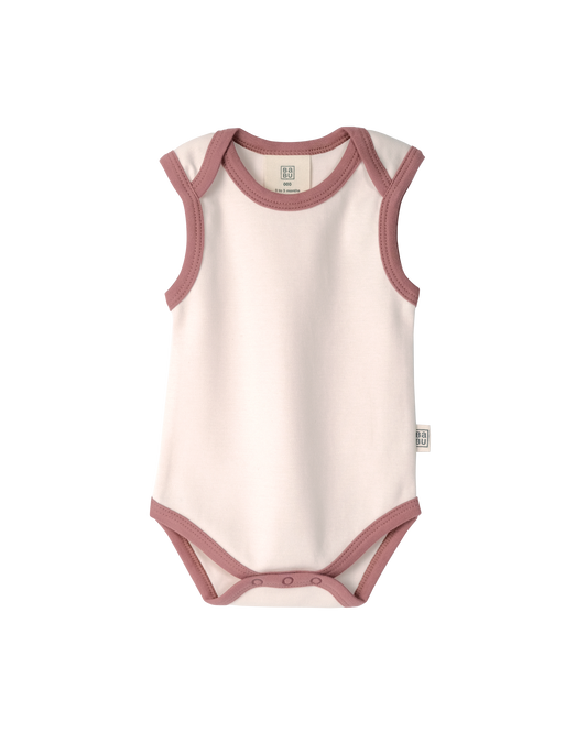 Babu Organic Cotton Singlet Bodysuit Petal Contrast