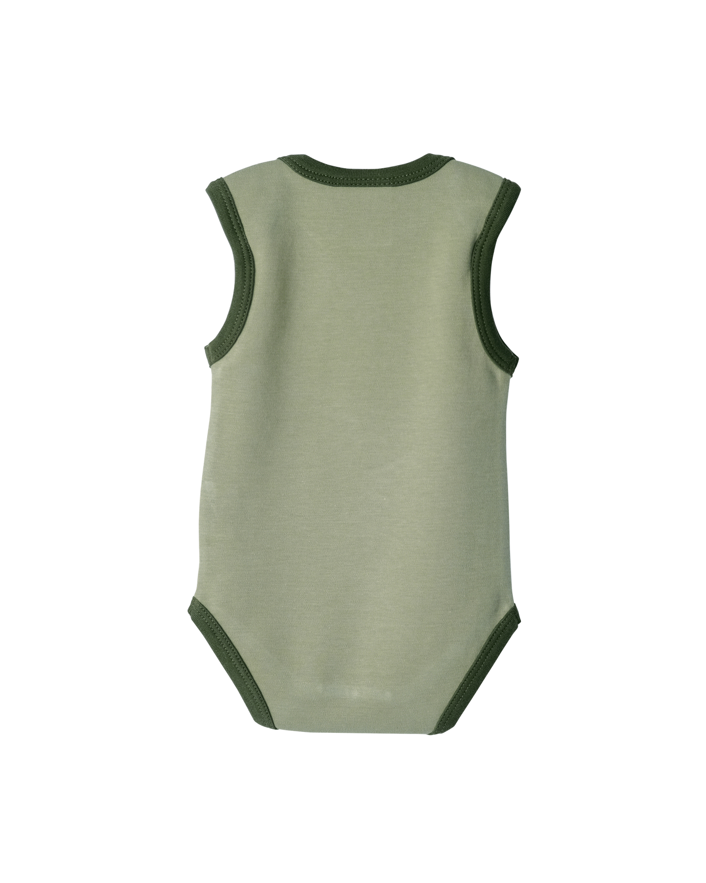 Babu Organic Cotton Singlet Bodysuit Sage Contrast