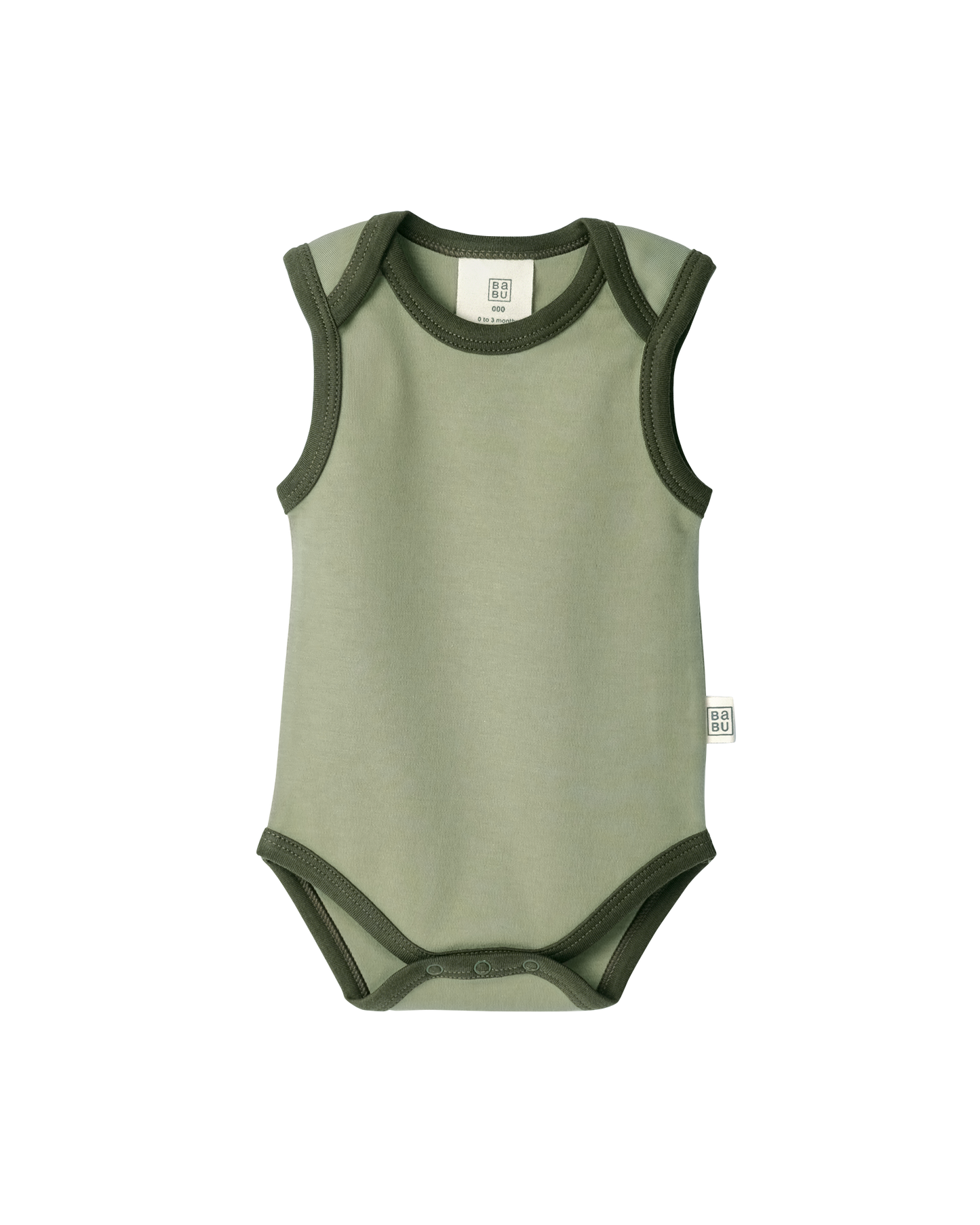 Babu Organic Cotton Singlet Bodysuit Sage Contrast