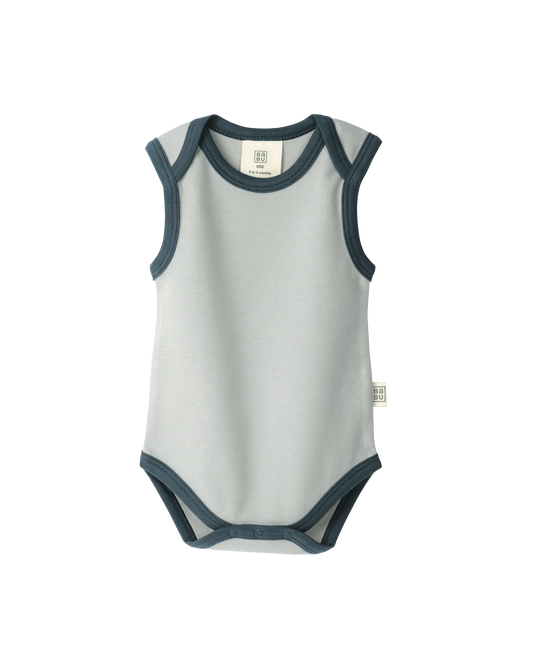 Babu Organic Cotton Singlet Bodysuit Sky Contrast