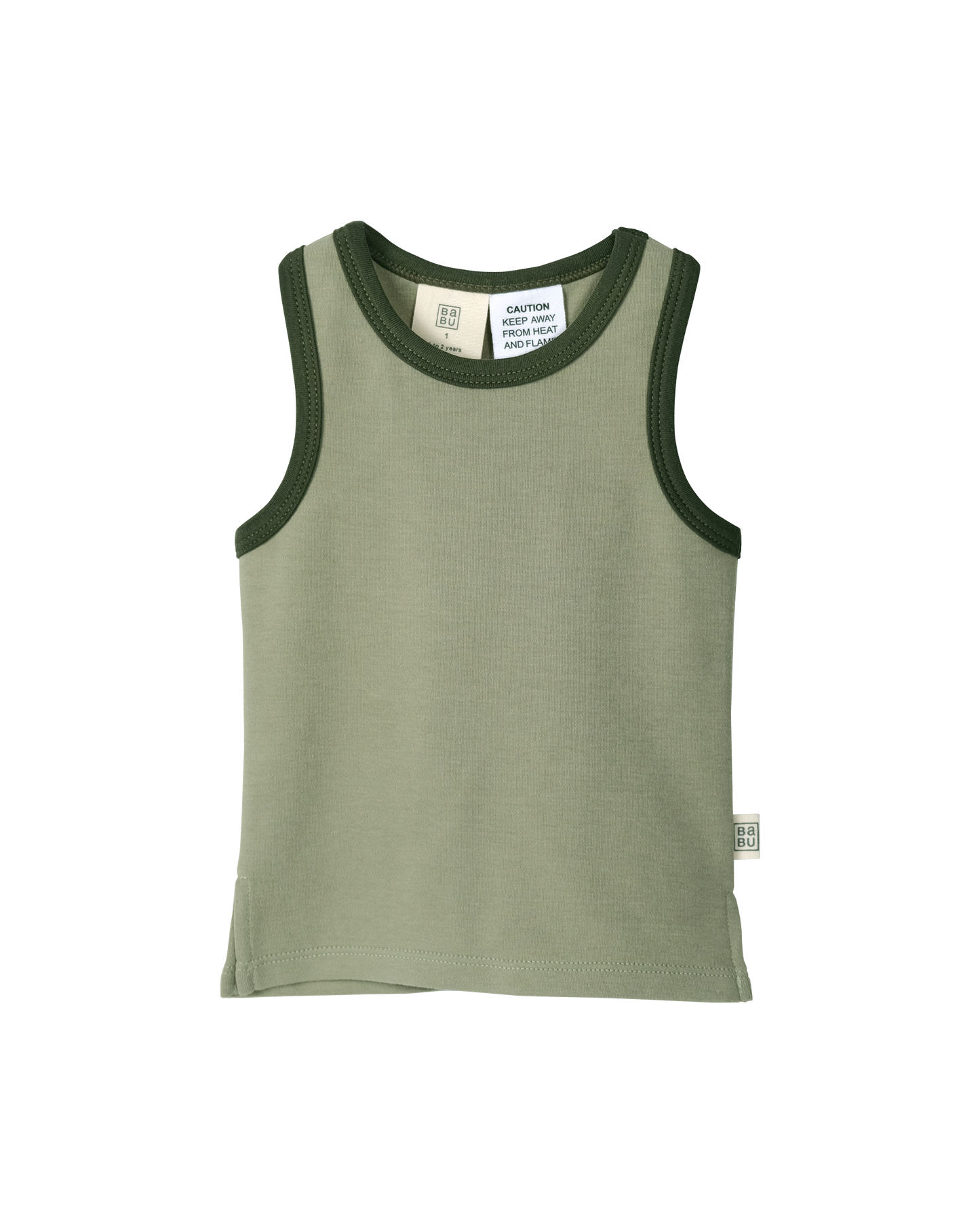 Babu Organic Cotton Singlet Sage Contrast