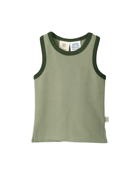 Babu Organic Cotton Singlet Sage Contrast