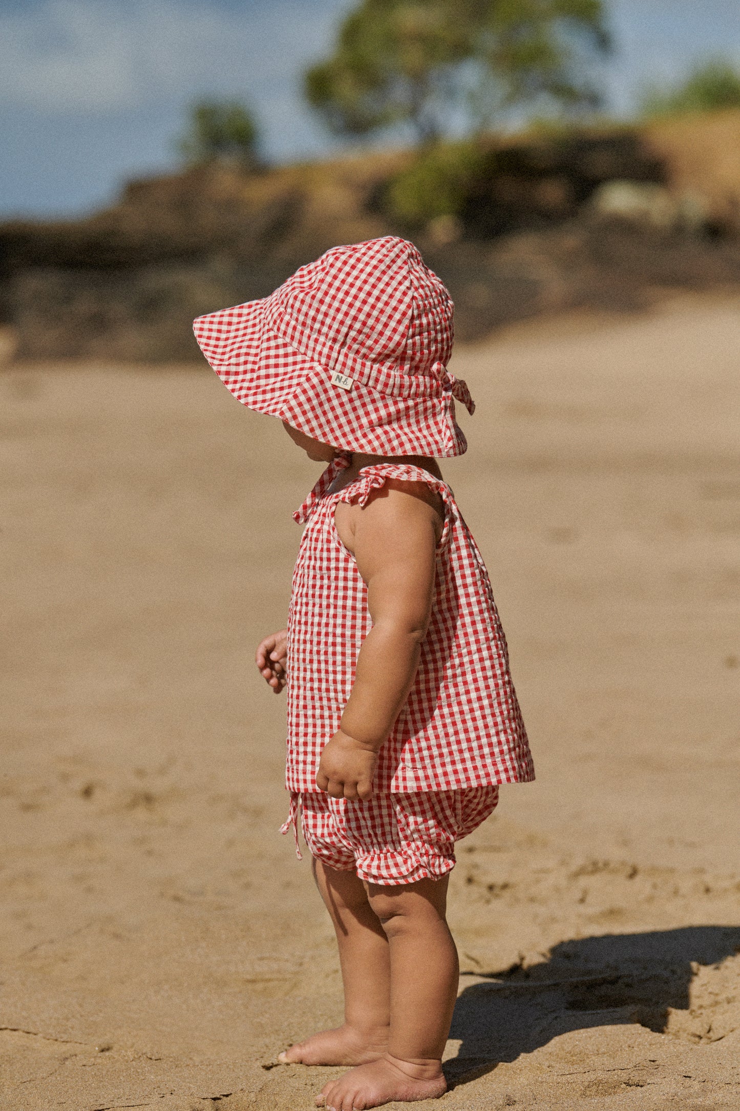Nature Baby Gingham Sunhat Red Check