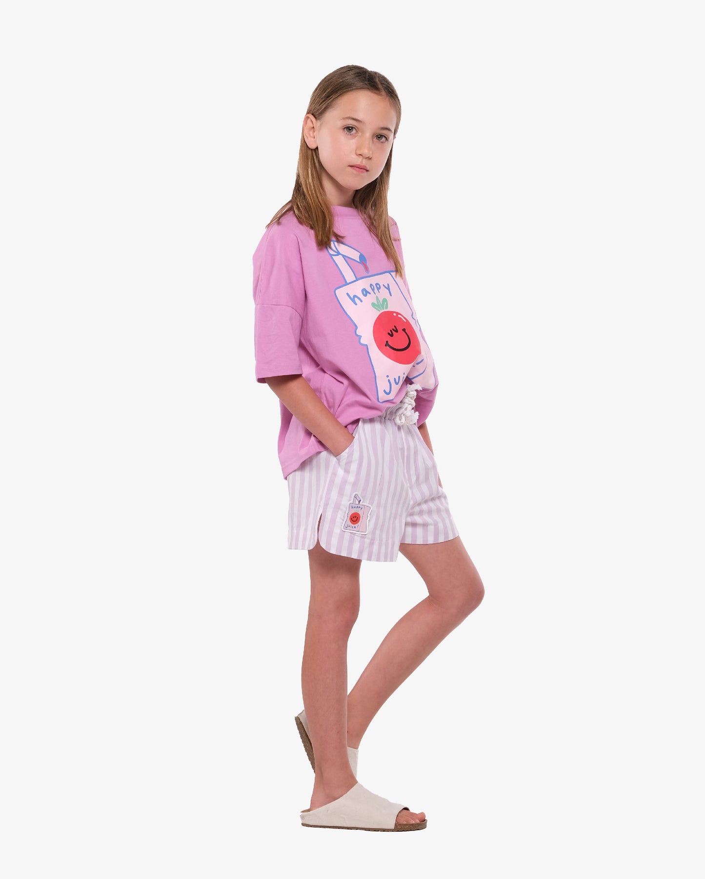 The Girl Club Poplin Short Pink Stripe