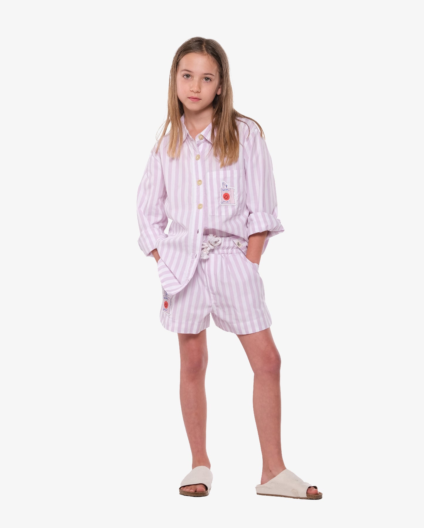 The Girl Club Poplin Short Pink Stripe