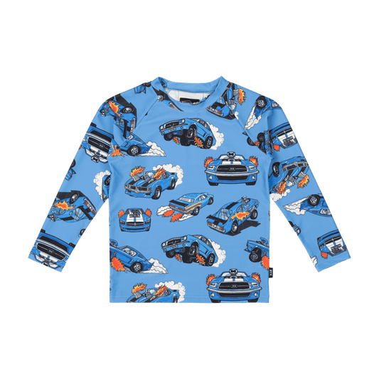 Rock Your Kid Blue Cars Rashie