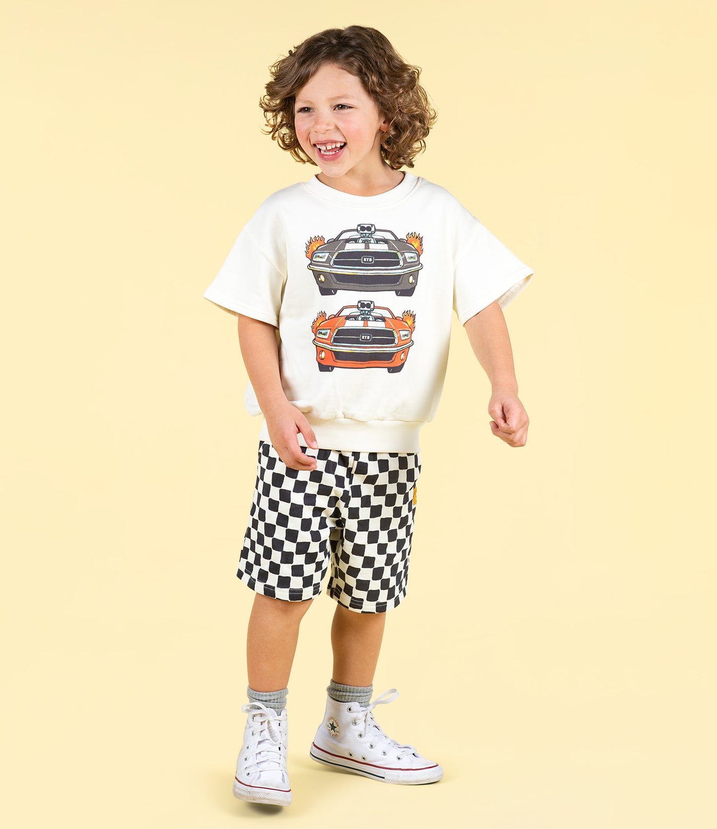 Rock Your Kid Black Checker Shorts