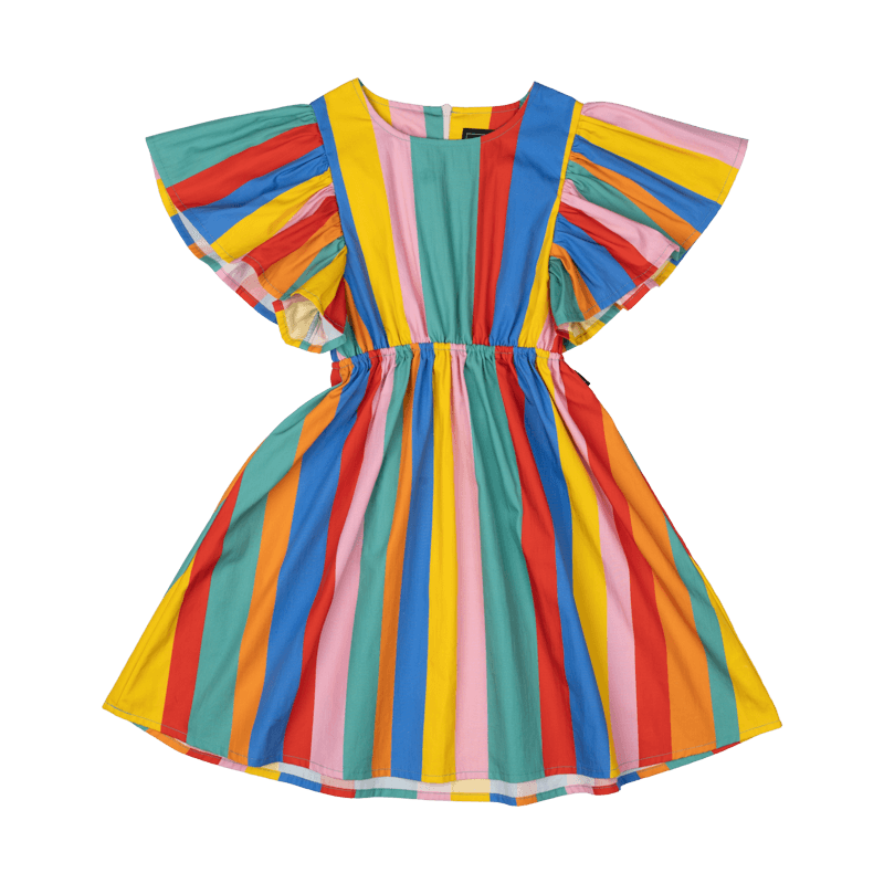 Rock Your Kid Rainbow Stripes Angel Wing Dress