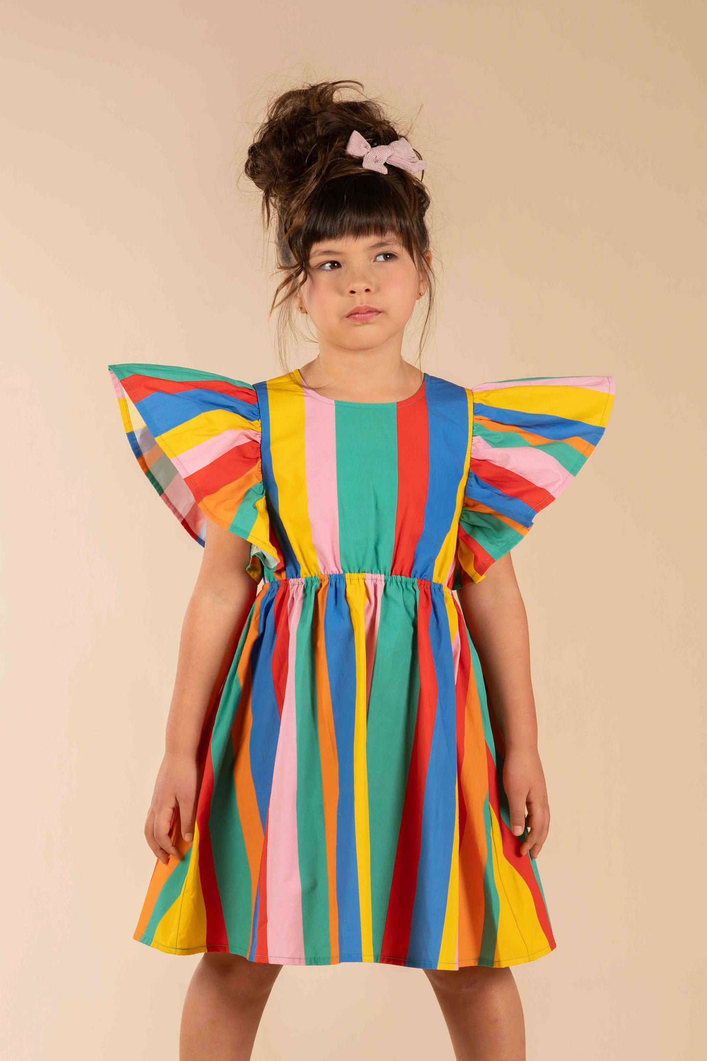 Rock Your Kid Rainbow Stripes Angel Wing Dress