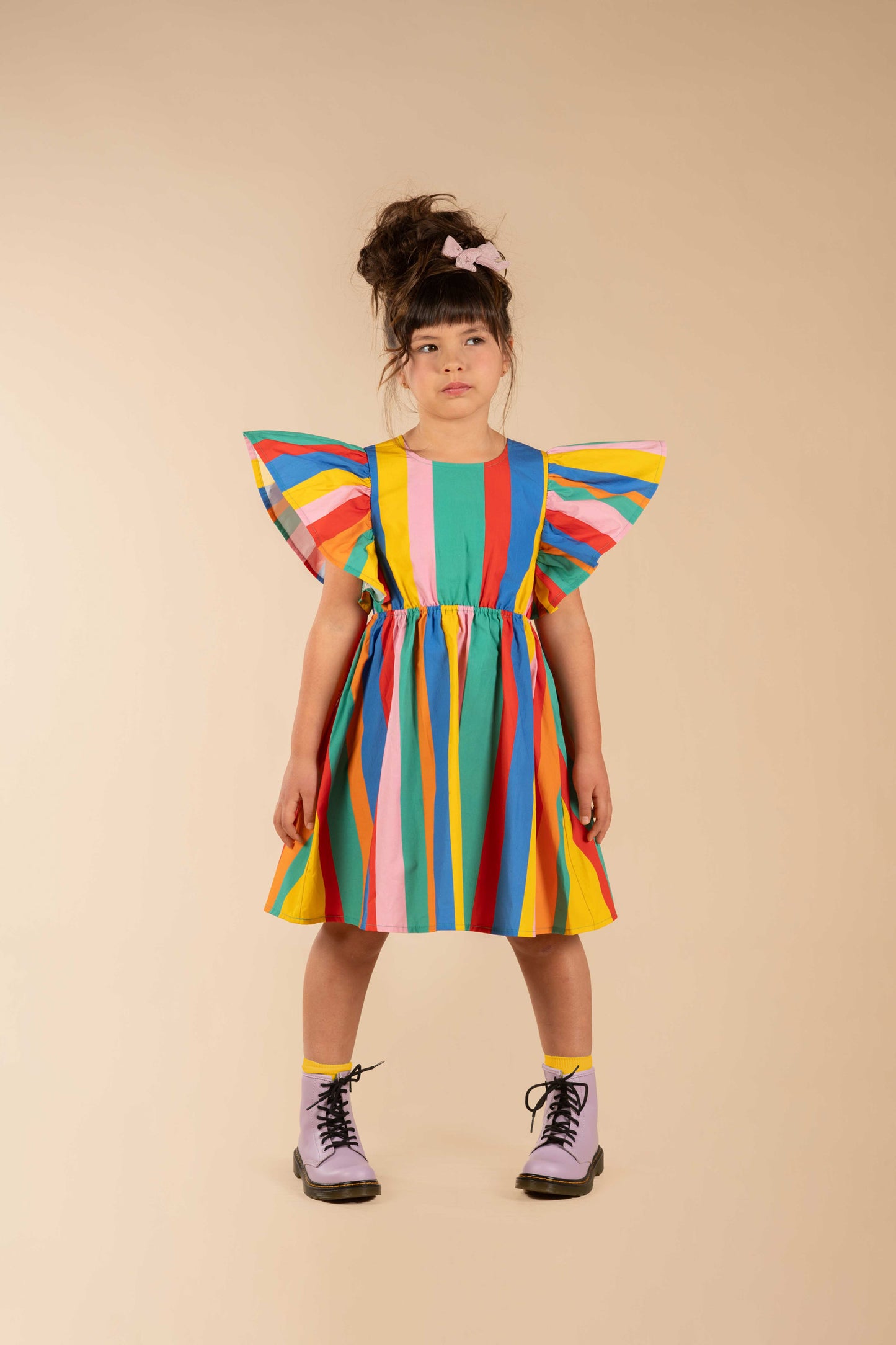 Rock Your Kid Rainbow Stripes Angel Wing Dress