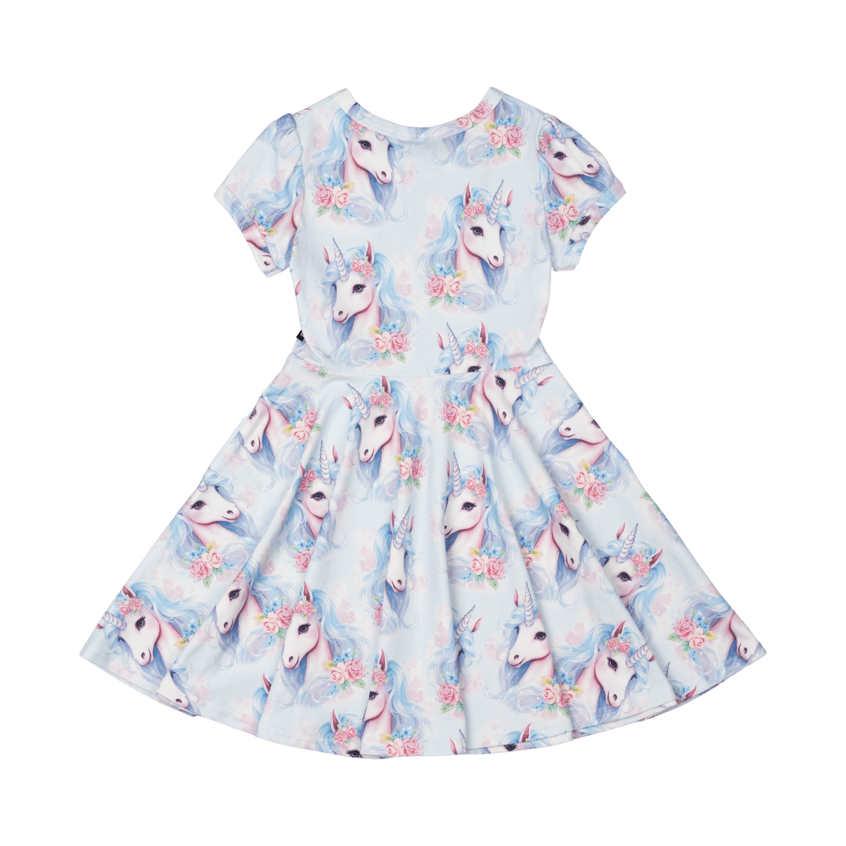 Rock Your Kid Blue Unicorn Waisted Dress