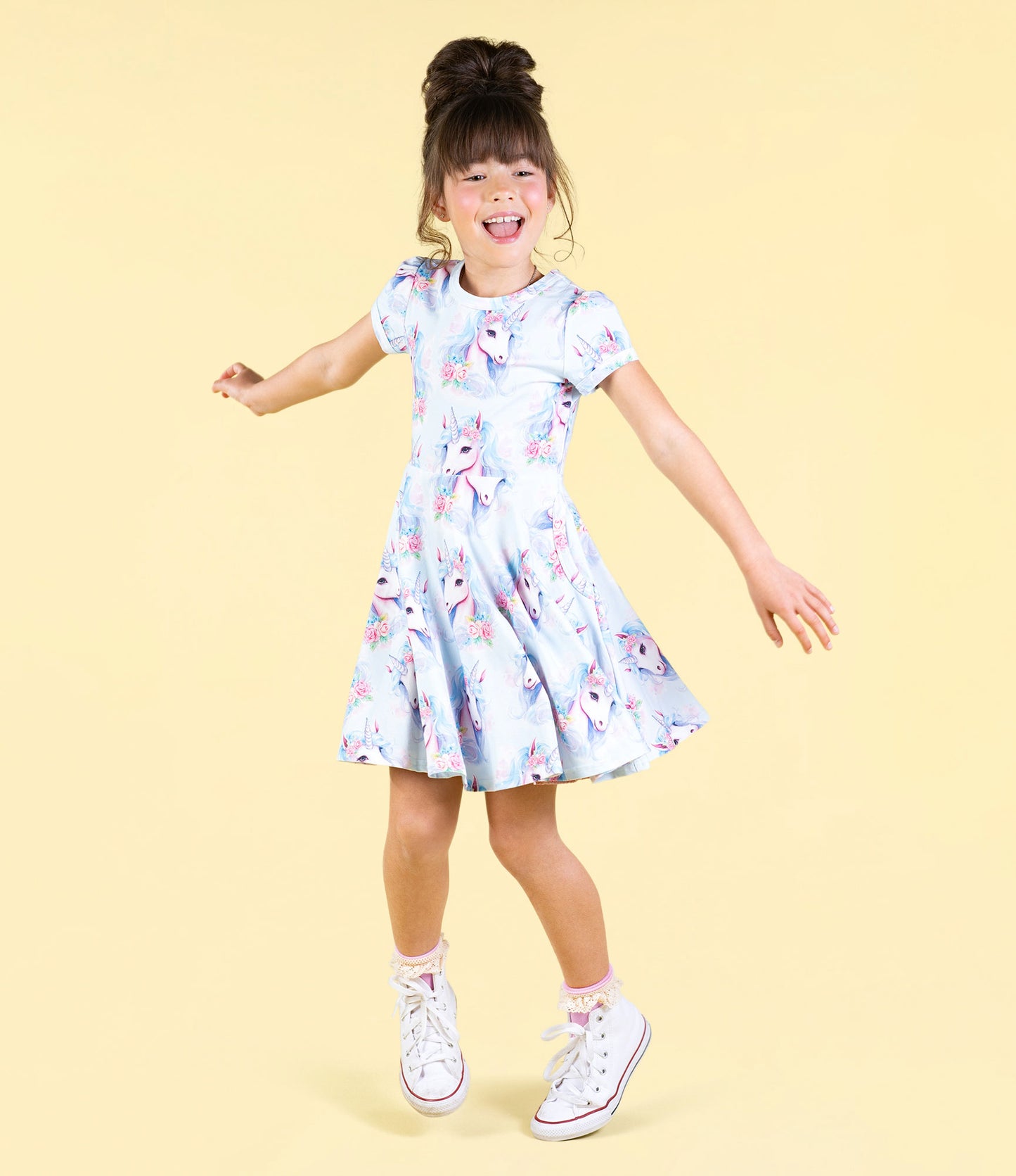 Rock Your Kid Blue Unicorn Waisted Dress